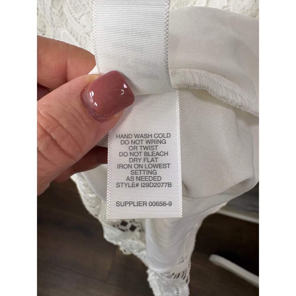 Bisou Bisou Michele Bohbot White Lace High Neck Dress‎ Size 8 - Picture 7 of 11